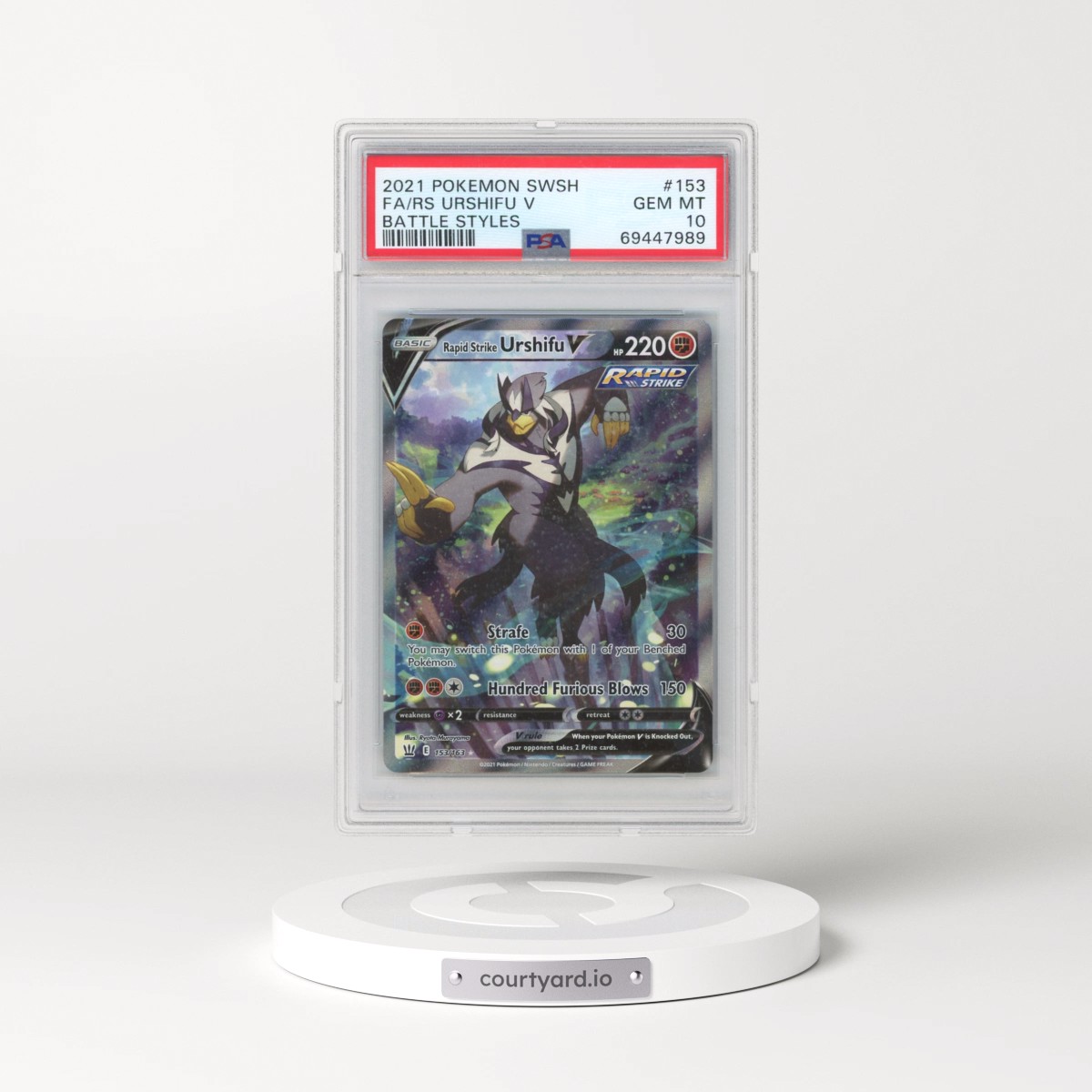 2021 Pokémon Sword & Shield Battle Styles #153 Rapid Strike Urshifu V - Holo Full Art (PSA 10 GEM MINT)