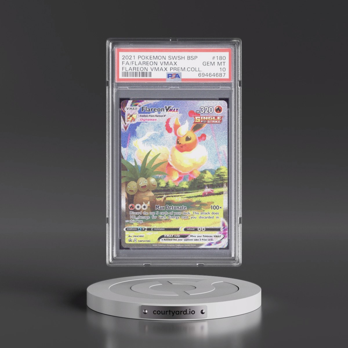 2021 Pokémon Swsh Black Star Promo #180 Flareon Vmax - Full Art Flareon Vmax Premium Collection (PSA 10 GEM MINT)