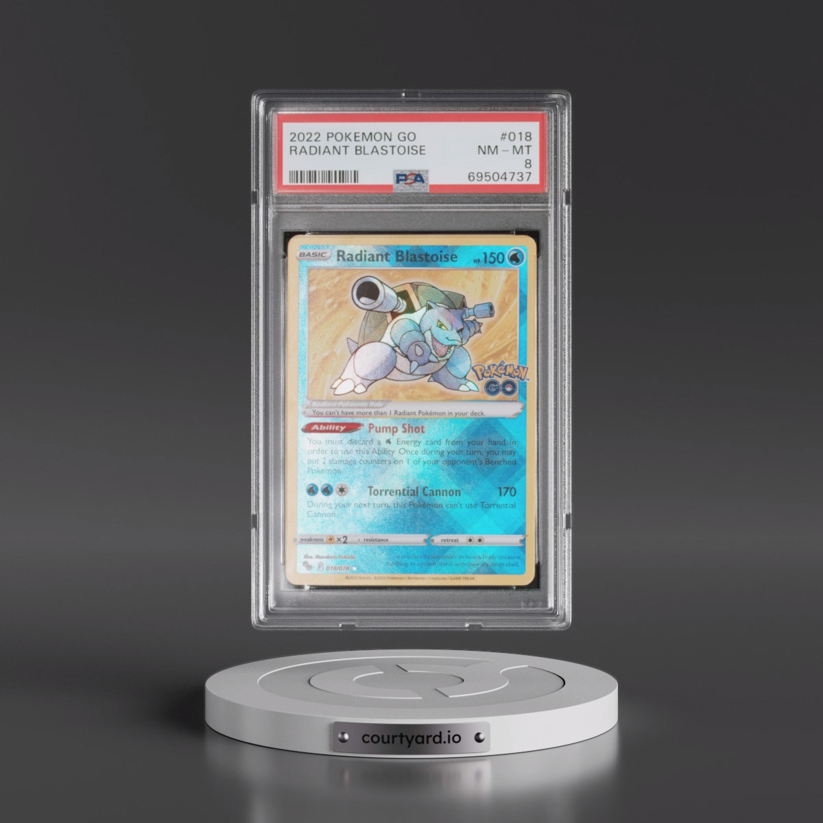 2022 Pokémon Go Radiant Blastoise - Holo #018 PSA 8