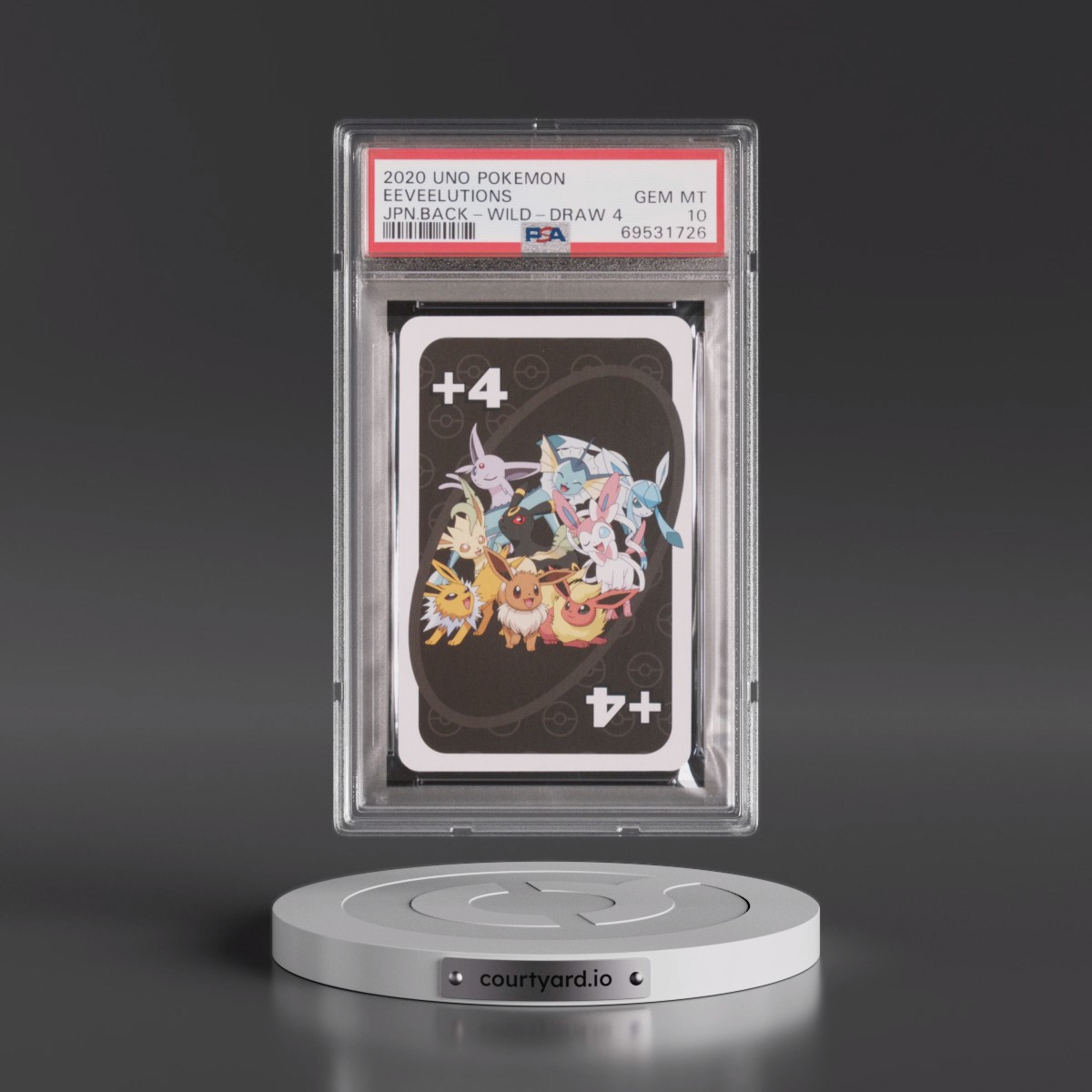 2020 Uno Pokémon Eeveelutions - Back-Wild-Draw 4 (PSA 10 GEM MINT)