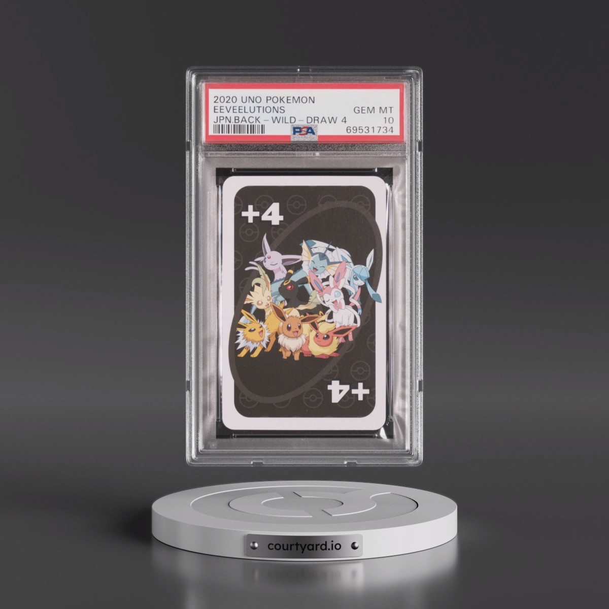 2020 Uno Pokémon Eeveelutions - Back-Wild-Draw 4 (PSA 10 GEM MINT)