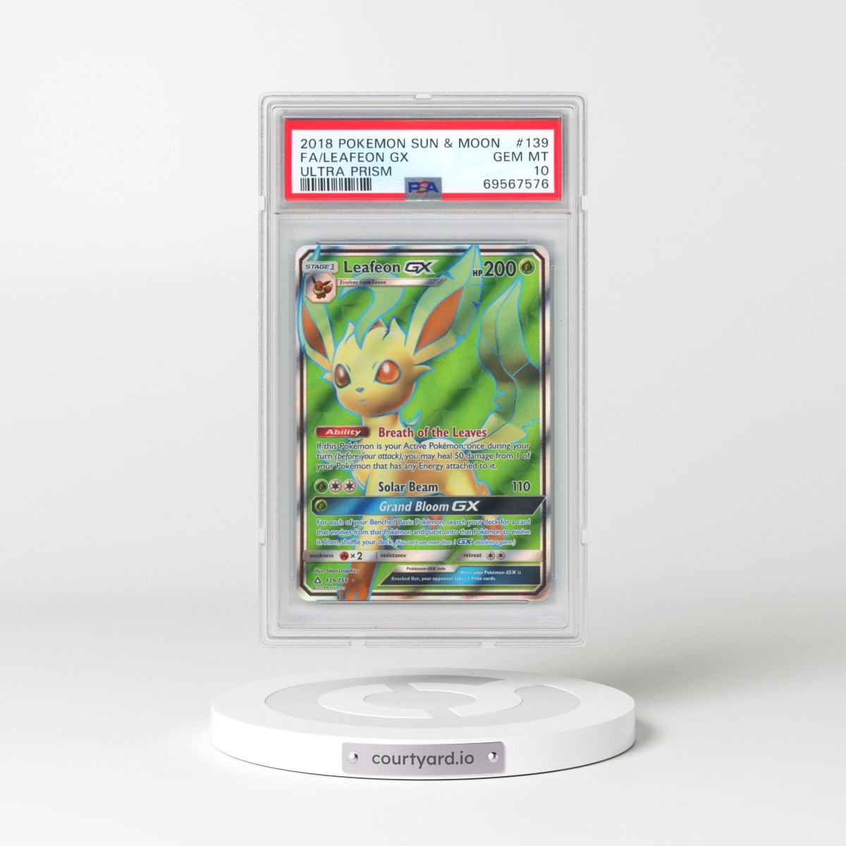 2018 Pokémon Sun & Moon Ultra Prism #139 Leafeon GX - Holo Full Art (PSA 10 GEM MINT)