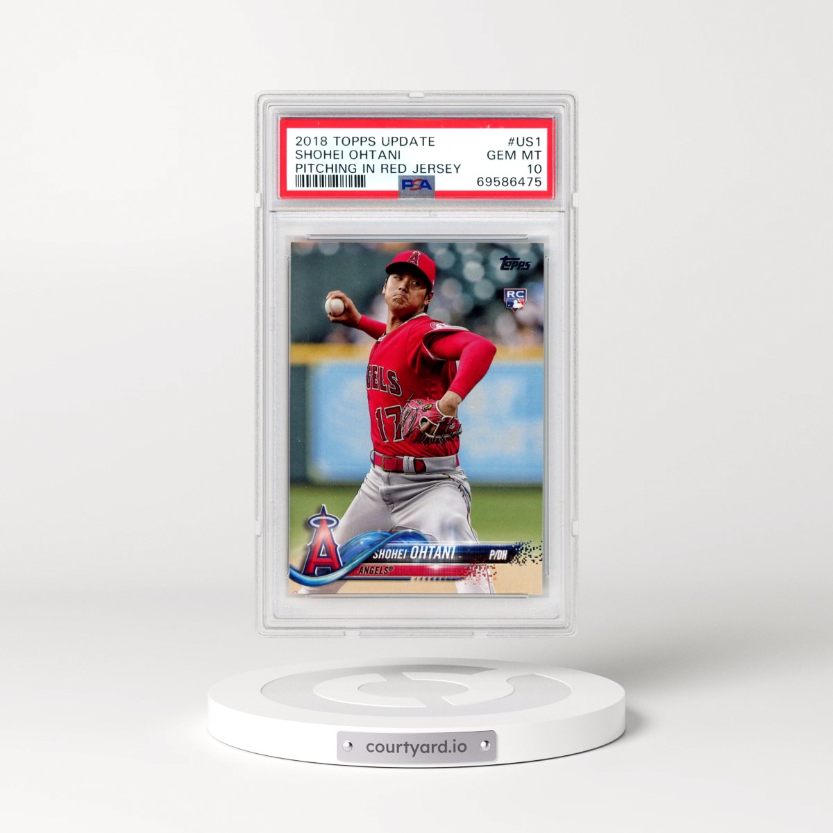 2018 Topps Update #US1 Shohei Ohtani - Pitching in Red Jersey (PSA 10 GEM MINT)
