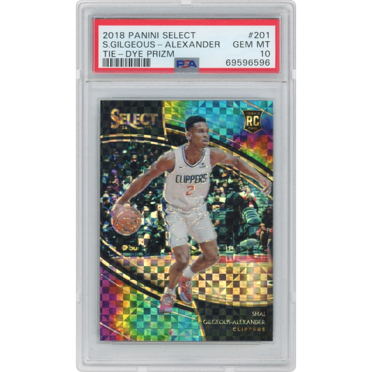 2018 Panini Select #201 Shai Gilgeous-Alexander - Tie-Dye Prizm, PSA 10