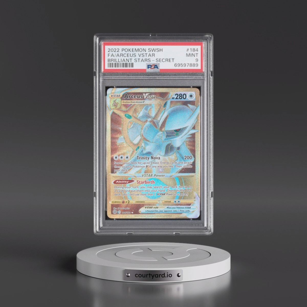 2022 Pokémon Sword & Shield Brilliant Stars #184 Arceus Vstar - Full Art Secret (PSA 9 MINT)