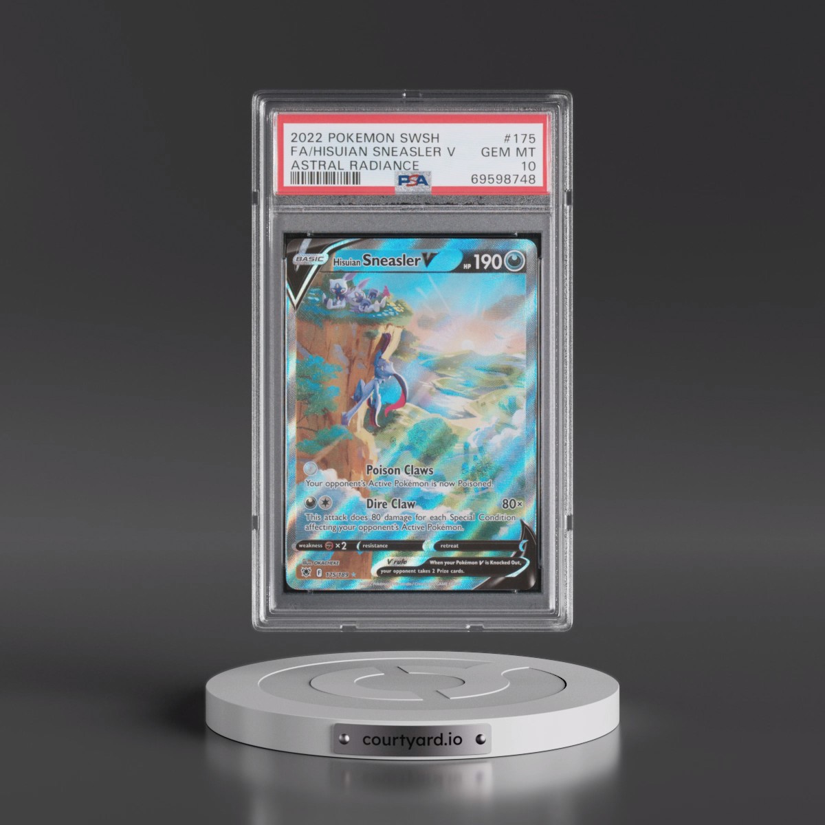 2022 Pokémon Sword & Shield Astral Radiance #175 Hisuian Sneasler V - Holo Full Art (PSA 10 GEM MINT)