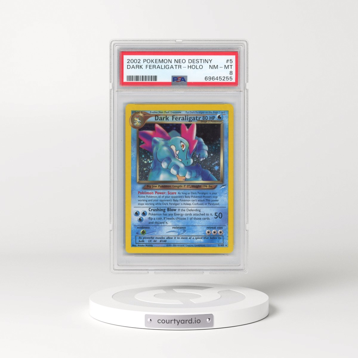 2002 Pokémon Neo Destiny #5 Dark Feraligatr - Holo (PSA 8 NM-MT)