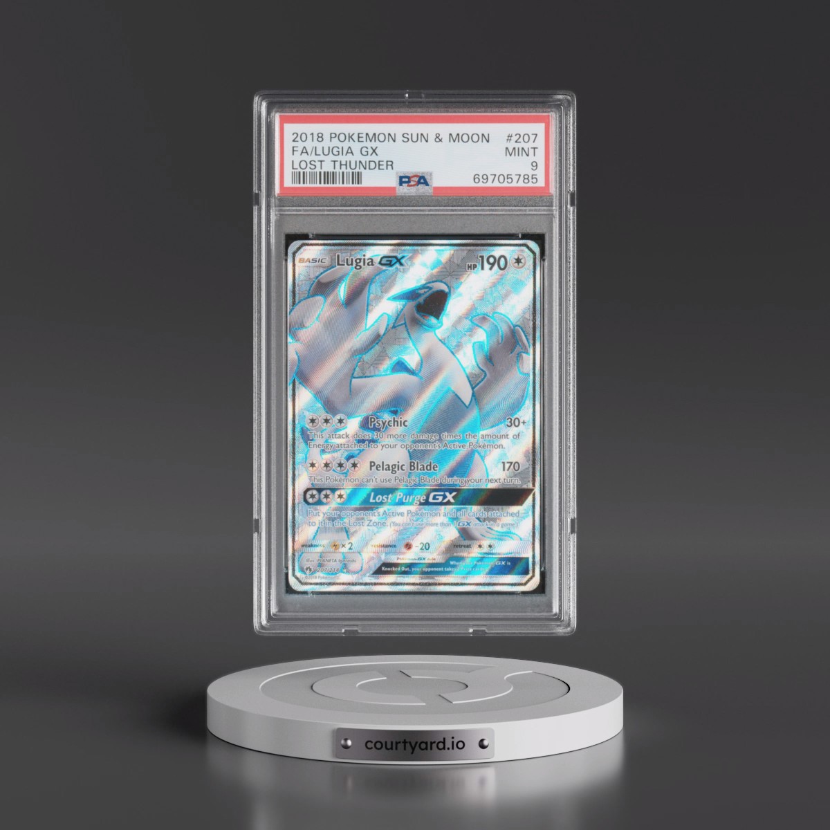 2018 Pokémon Sun & Moon Lost Thunder #207 Lugia GX - Holo Full Art (PSA 9 MINT)
