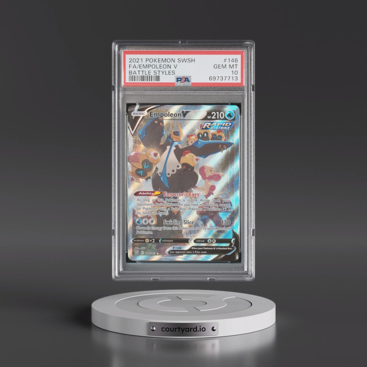 2021 Pokémon Sword & Shield Battle Styles #146 Empoleon V - Holo Full Art (PSA 10 GEM MINT)