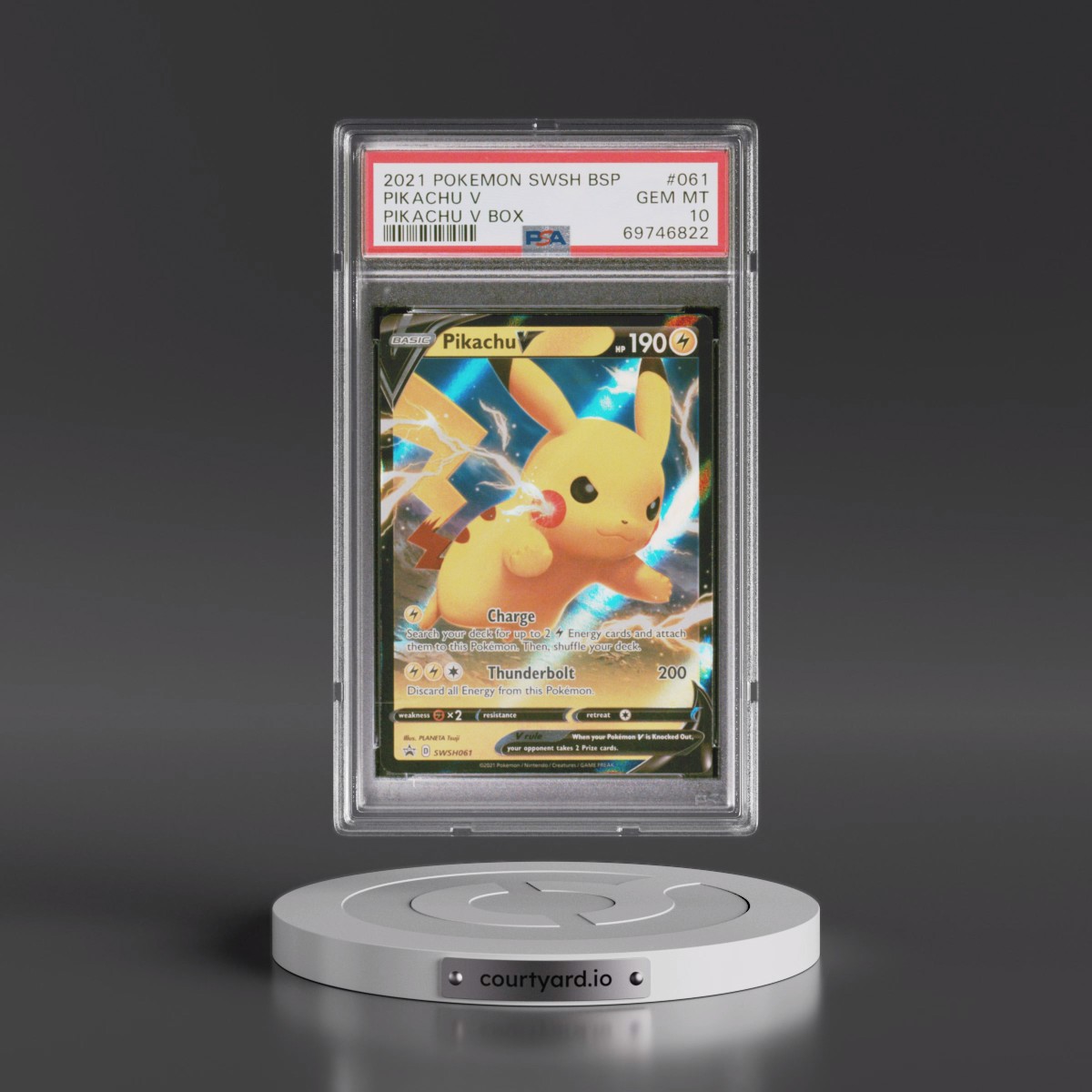 2021 Pokémon Swsh Black Star Promo #061 Pikachu V - Holo Pikachu V Box (PSA 10 GEM MINT)