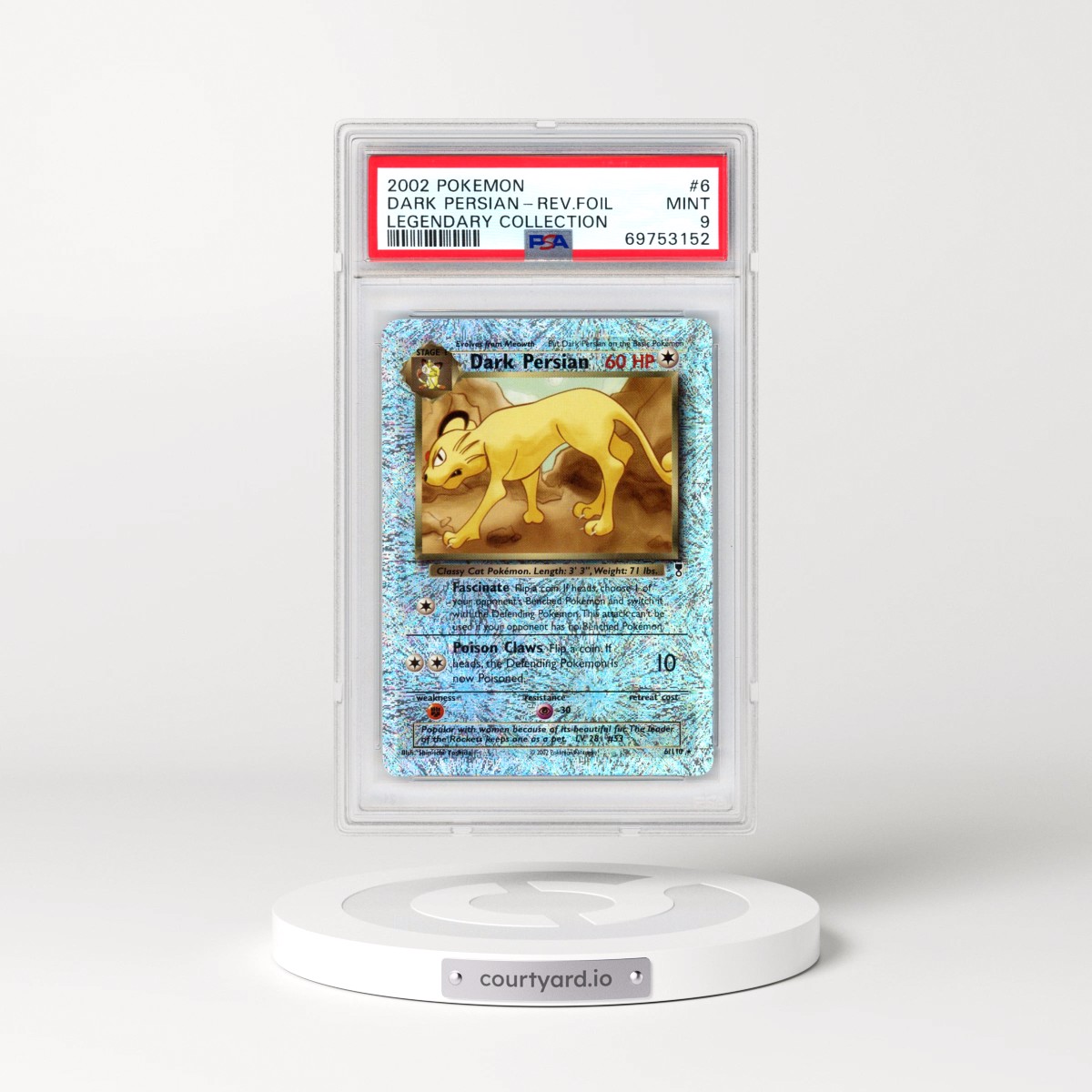 2002 Pokémon Legendary Collection #6 Dark Persian - Reverse Foil (PSA 9 MINT)