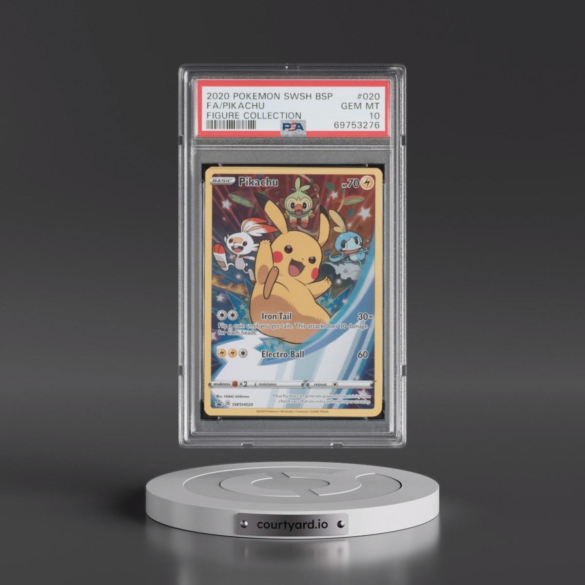 2020 Pokémon Swsh Black Star Promo #020 Pikachu - Full Art Figure Collection (PSA 10 GEM MINT)