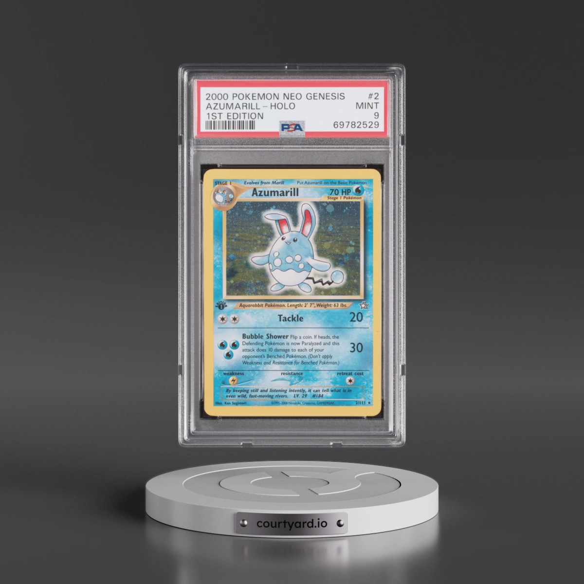 2000 Pokémon Neo Genesis #2 Azumarill - 1st Edition Holo (PSA 9 MINT)