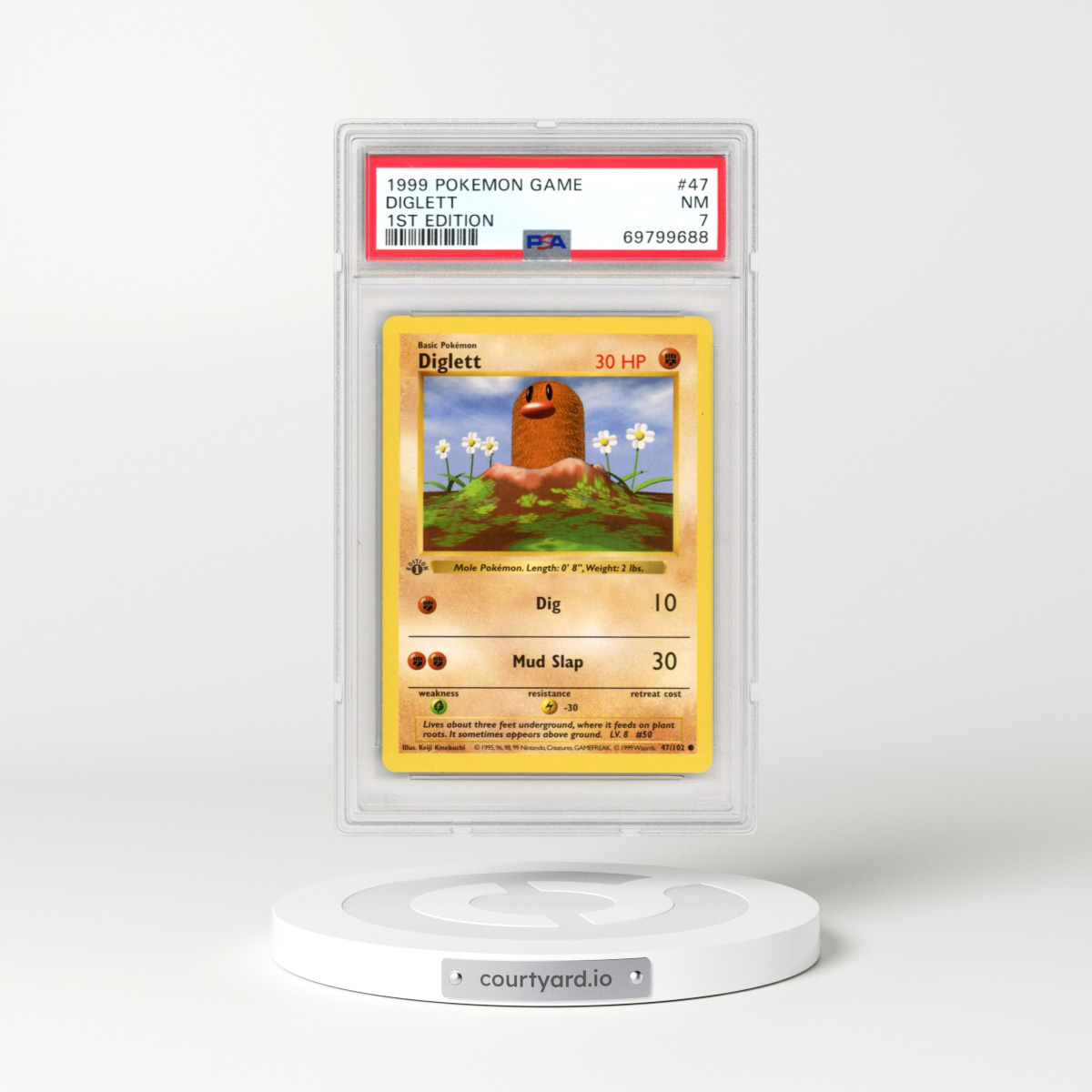 1999 Pokémon Game #47 Diglett - 1st Edition (PSA 7 NM)