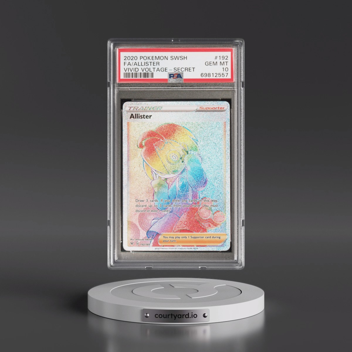 2020 Pokémon Sword & Shield Vivid Voltage #192 Allister - Full Art Secret (PSA 10 GEM MINT)