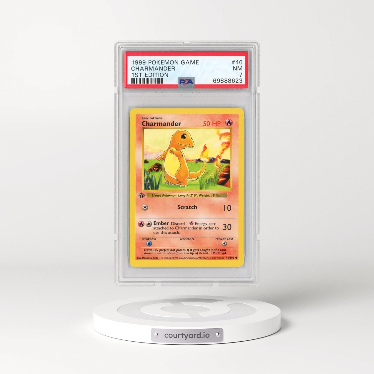 1999 Base Set #46 Charmander - 1st Edition Shadowless (PSA 7 NM)