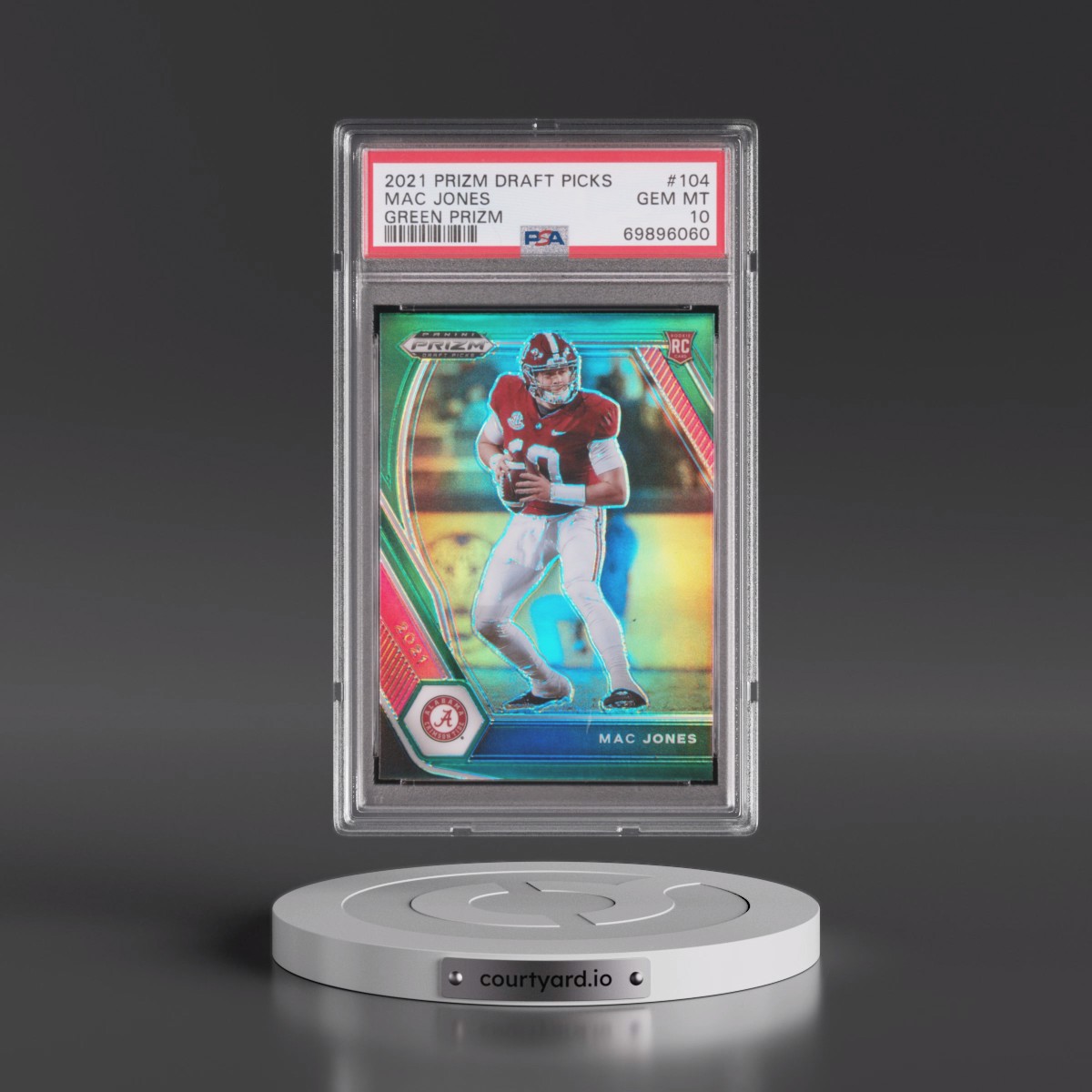 2021 Panini Prizm Draft Picks Mac Jones - Green Prizm #104 PSA 10