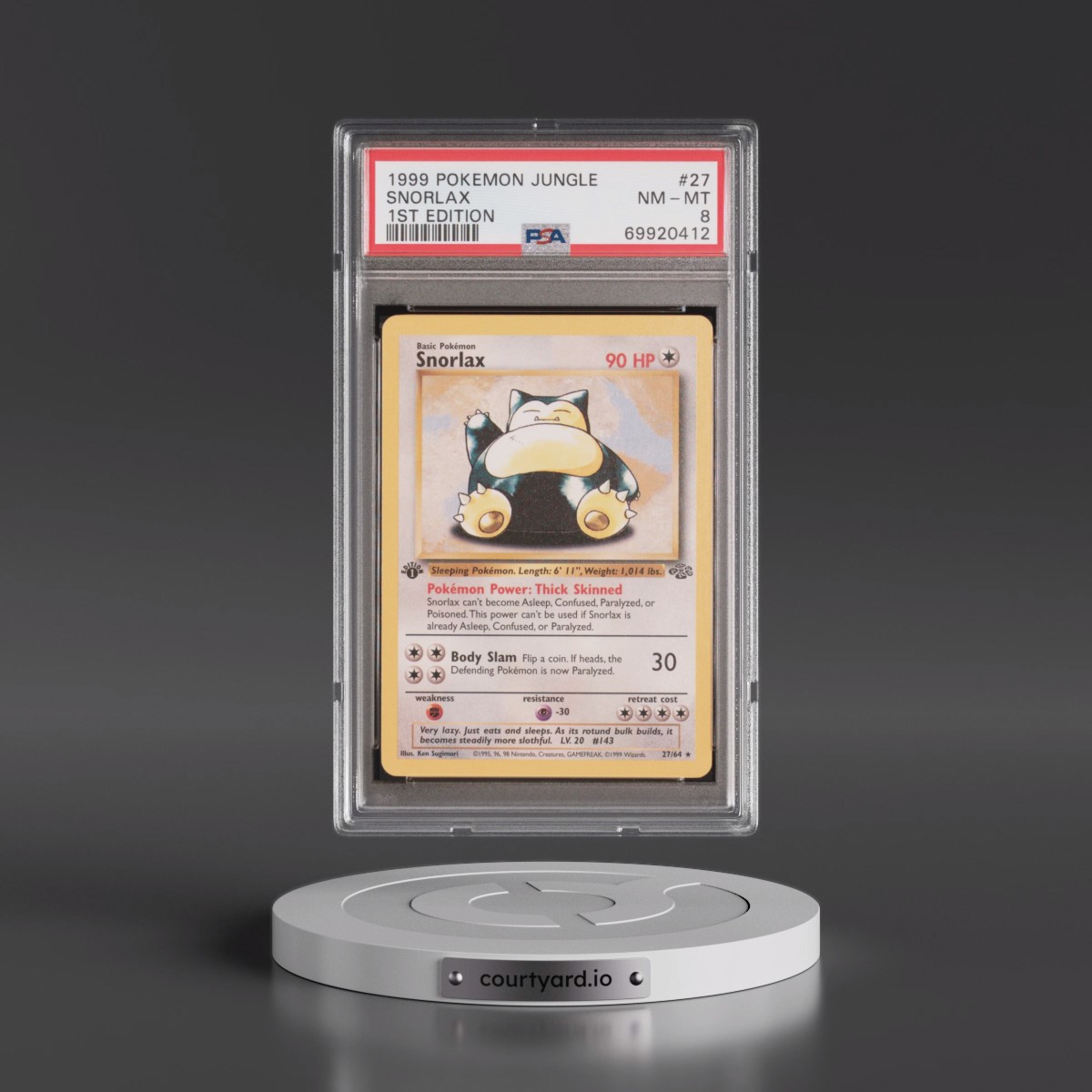 1999 Pokémon Jungle #27 Snorlax - 1st Edition (PSA 8 NM-MT)