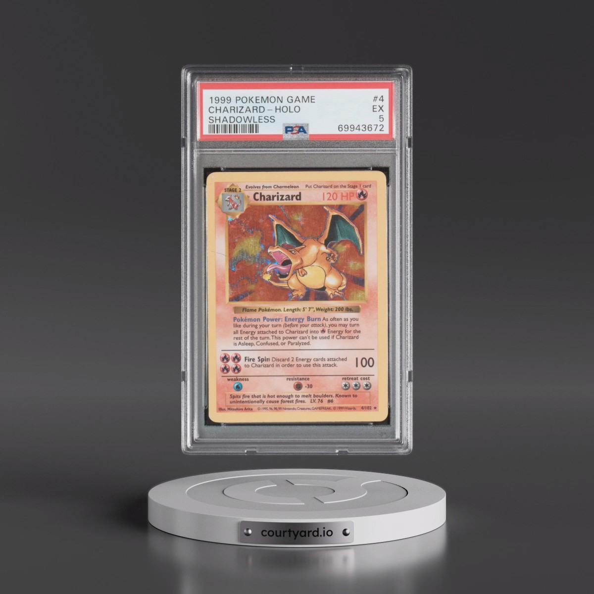 1999 Pokémon Game #4 Charizard - Holo Shadowless (PSA 5 EX) - Photo