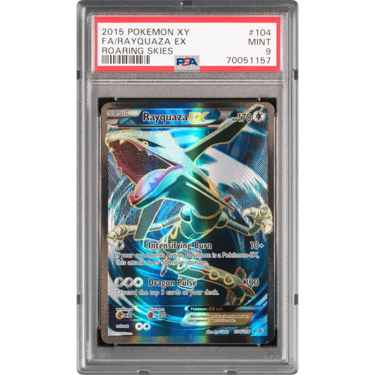 2015 Pokémon XY Roaring Skies #104 Rayquaza EX - Holo Full Art (PSA 9 MINT)