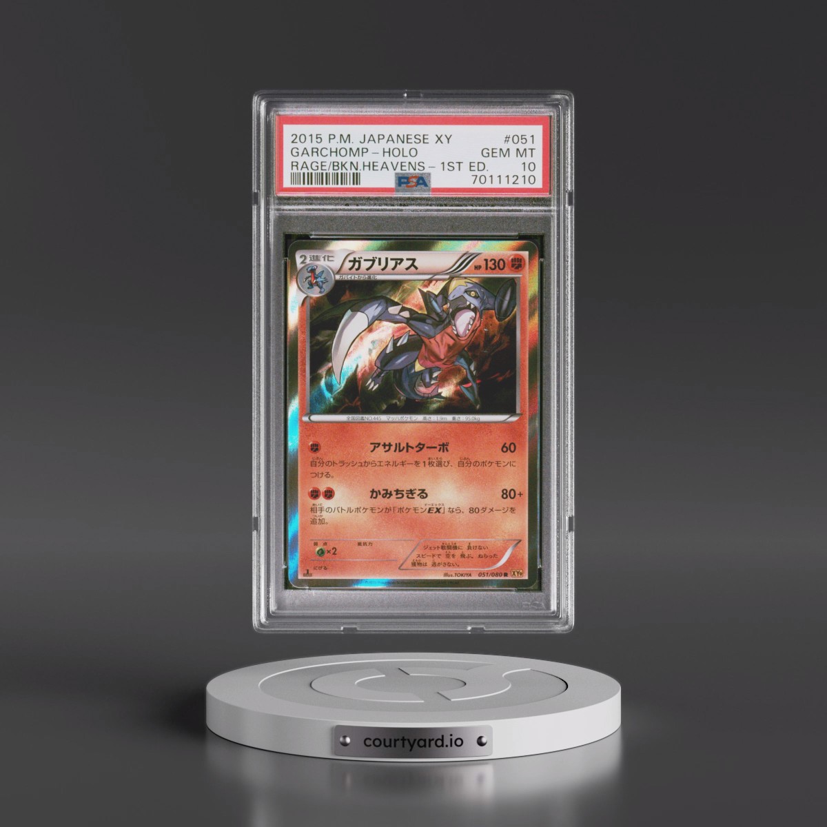 2015 Pokémon XY Rage of the Broken Heavens #051 Garchomp - 1st Edition Holo (PSA 10 GEM MINT)