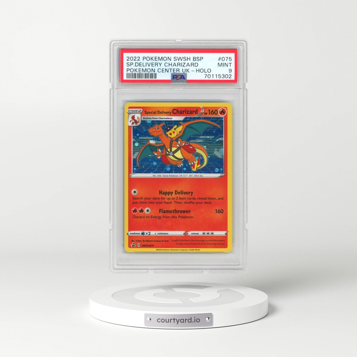 2022 Pokémon Swsh Black Star Promo #075 Special Delivery Charizard - Holo Pokemon Center United Kingdom (PSA 9 MINT)