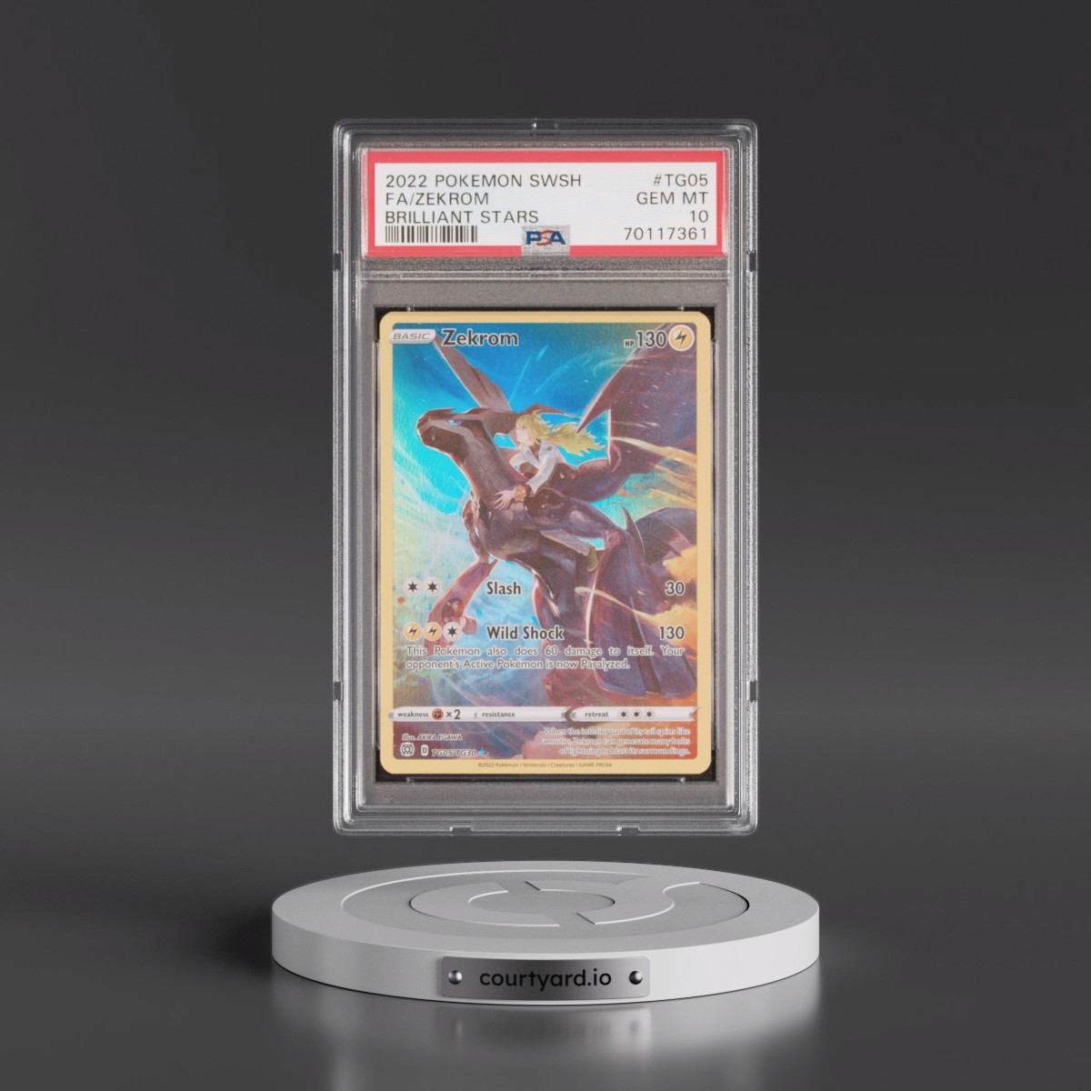 2022 Pokémon Sword & Shield Brilliant Stars #TG05 Zekrom - Full Art (PSA 10 GEM MINT)