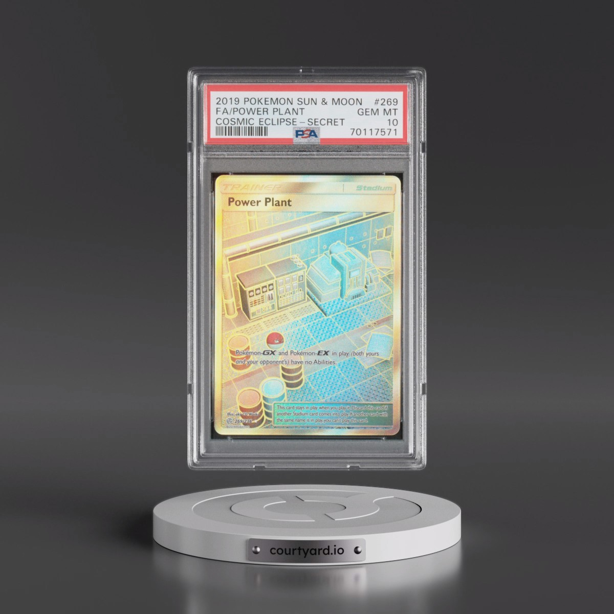 2019 Pokémon Sun & Moon Cosmic Eclipse #269 Power Plant - Full Art Secret (PSA 10 GEM MINT)