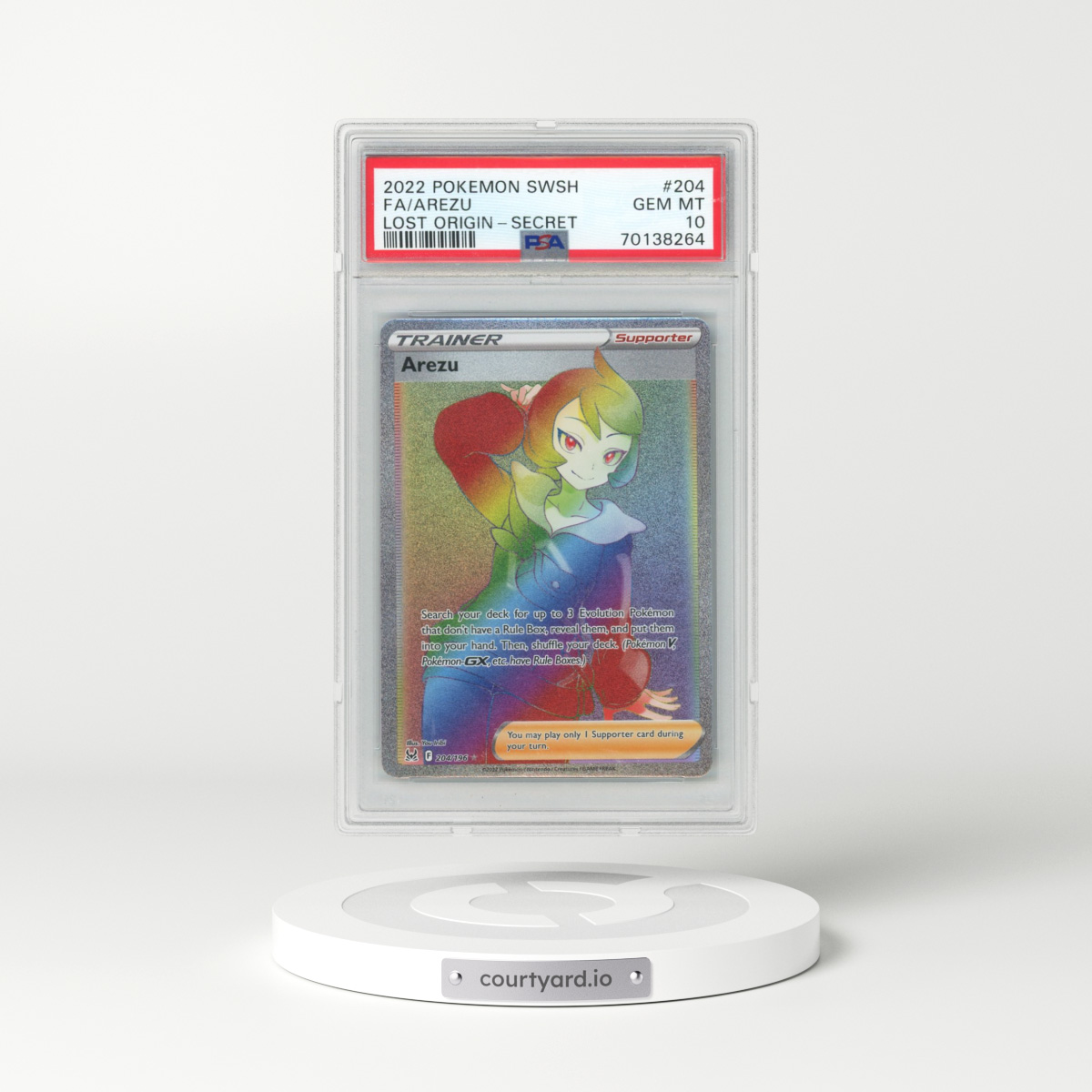 2022 Pokémon Sword & Shield Lost Origin #204 Arezu - Full Art Secret (PSA 10 GEM MINT)