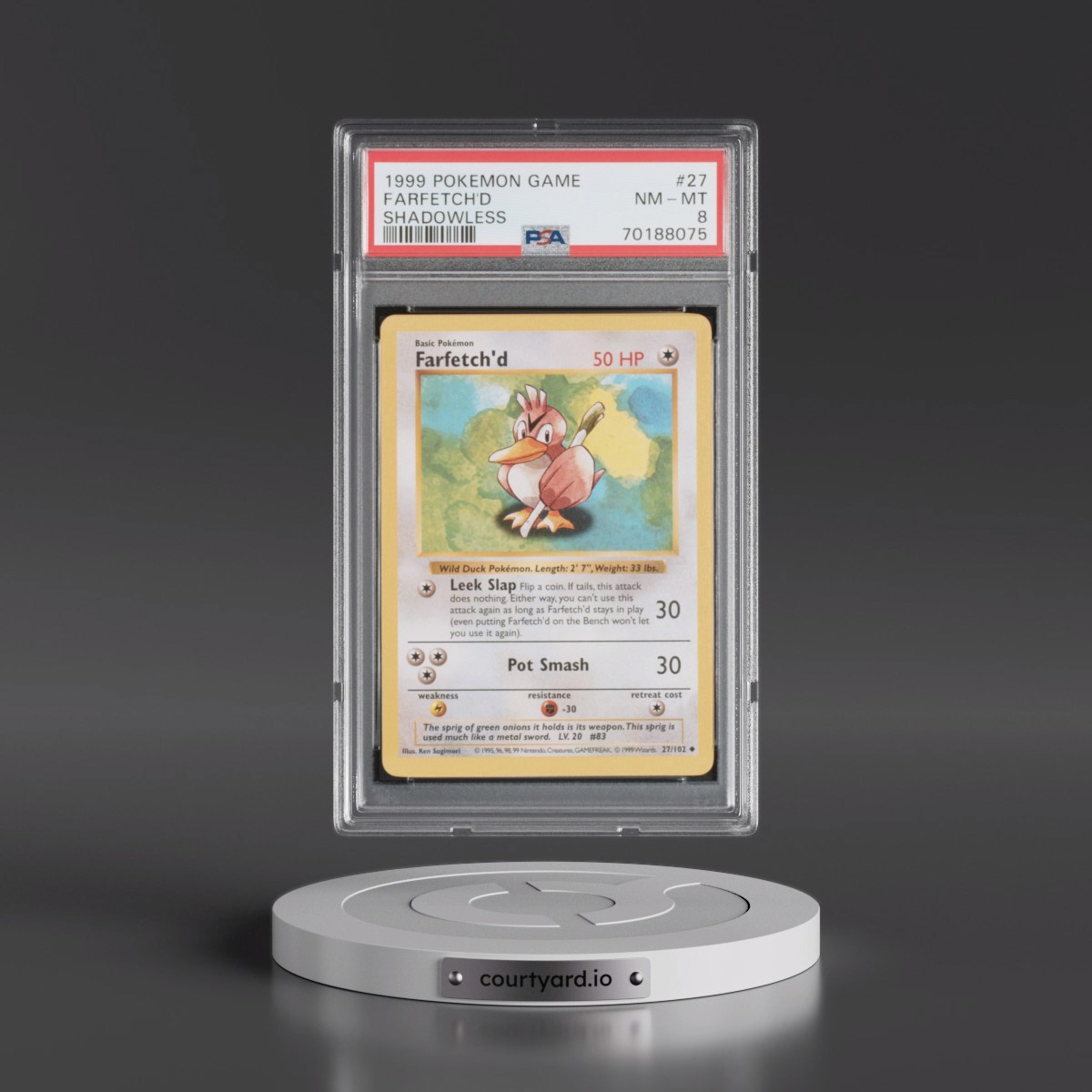 1999 Pokémon Game #27 Farfetch'd - Shadowless (PSA 8 NM-MT)