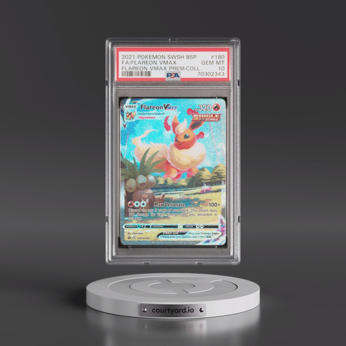 2021 Pokémon Swsh Black Star Promo #180 Flareon Vmax - Full Art Flareon Vmax Premium Collection (PSA 10 GEM MINT)
