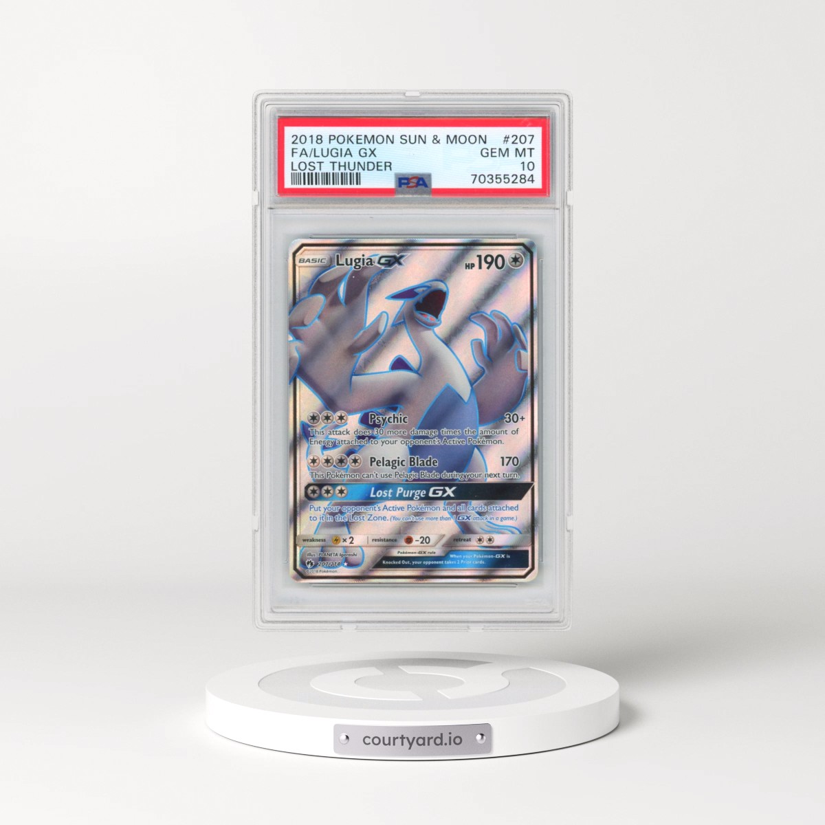 2018 Pokémon Sun & Moon Lost Thunder #207 Lugia GX - Holo Full Art (PSA 10 GEM MINT)