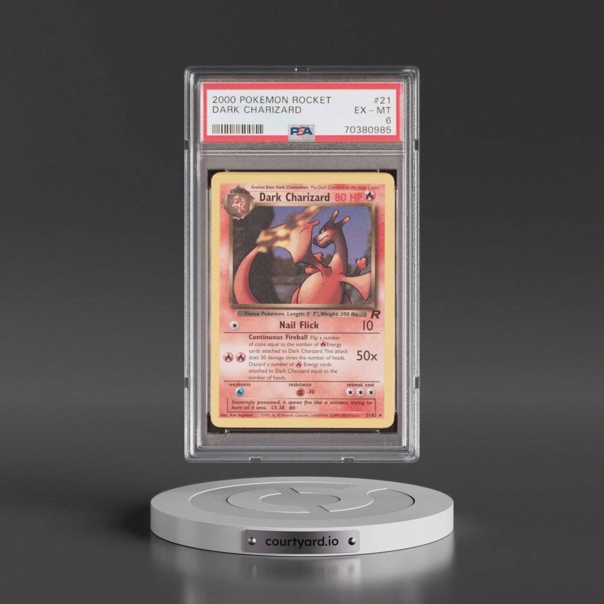2000 Pokémon Rocket #21 Dark Charizard (PSA 6 EX-MT)
