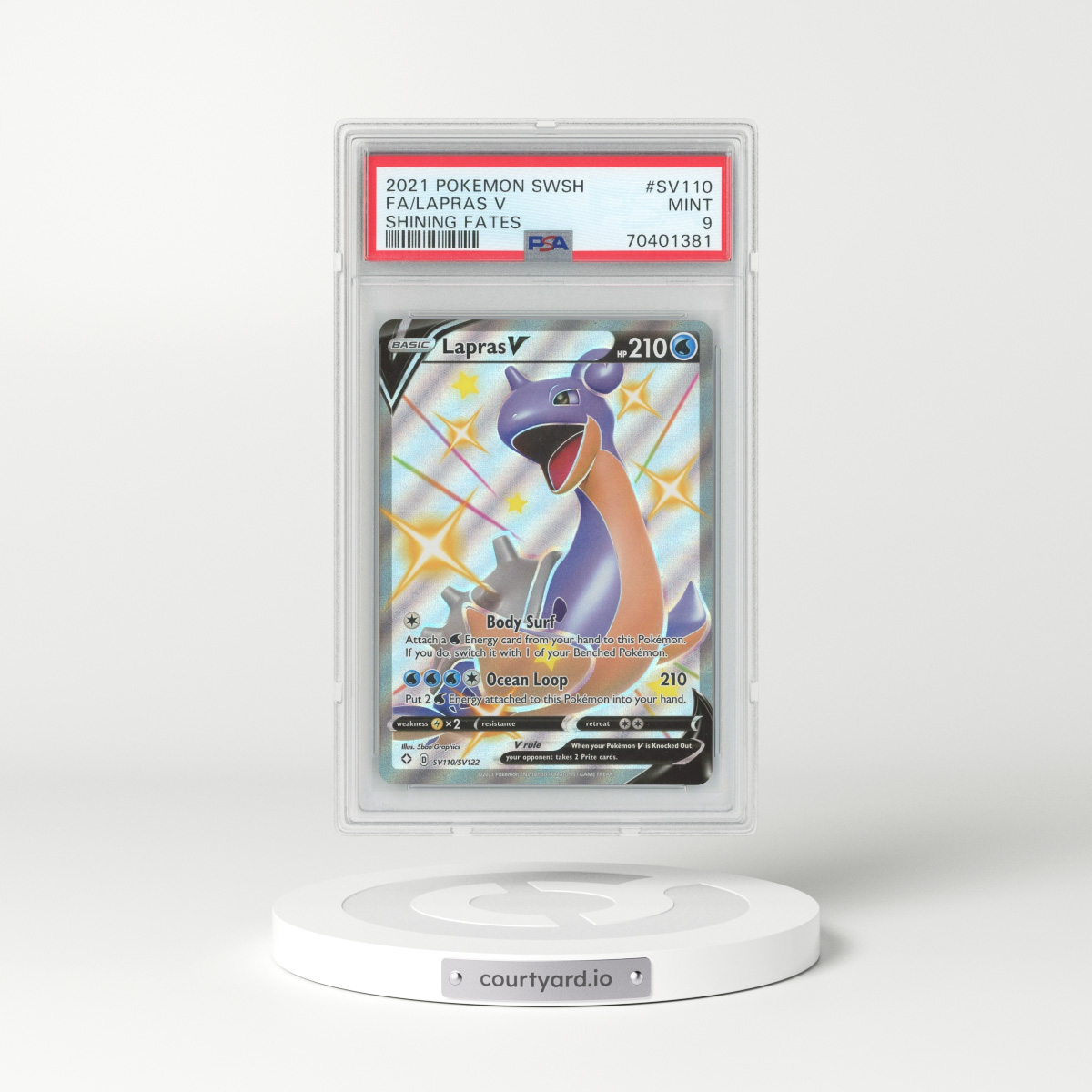 2021 Shining Fates #110 Lapras V - Full Art Holo (PSA 9 MINT)