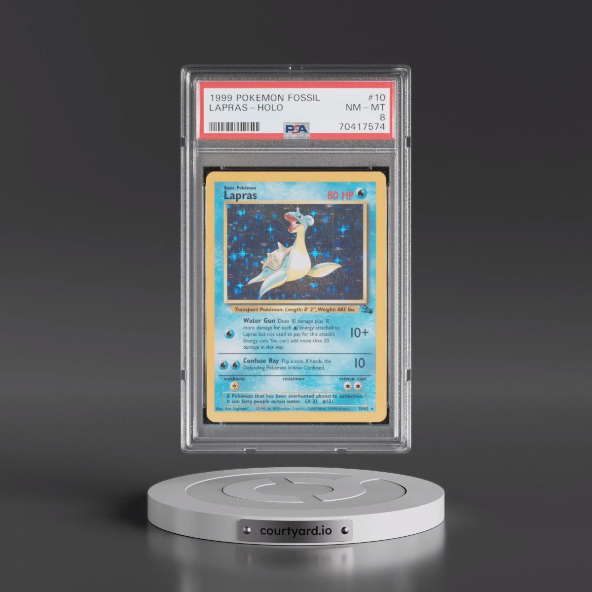 1999 Pokémon Fossil #10 Lapras - Holo (PSA 8 NM-MT)