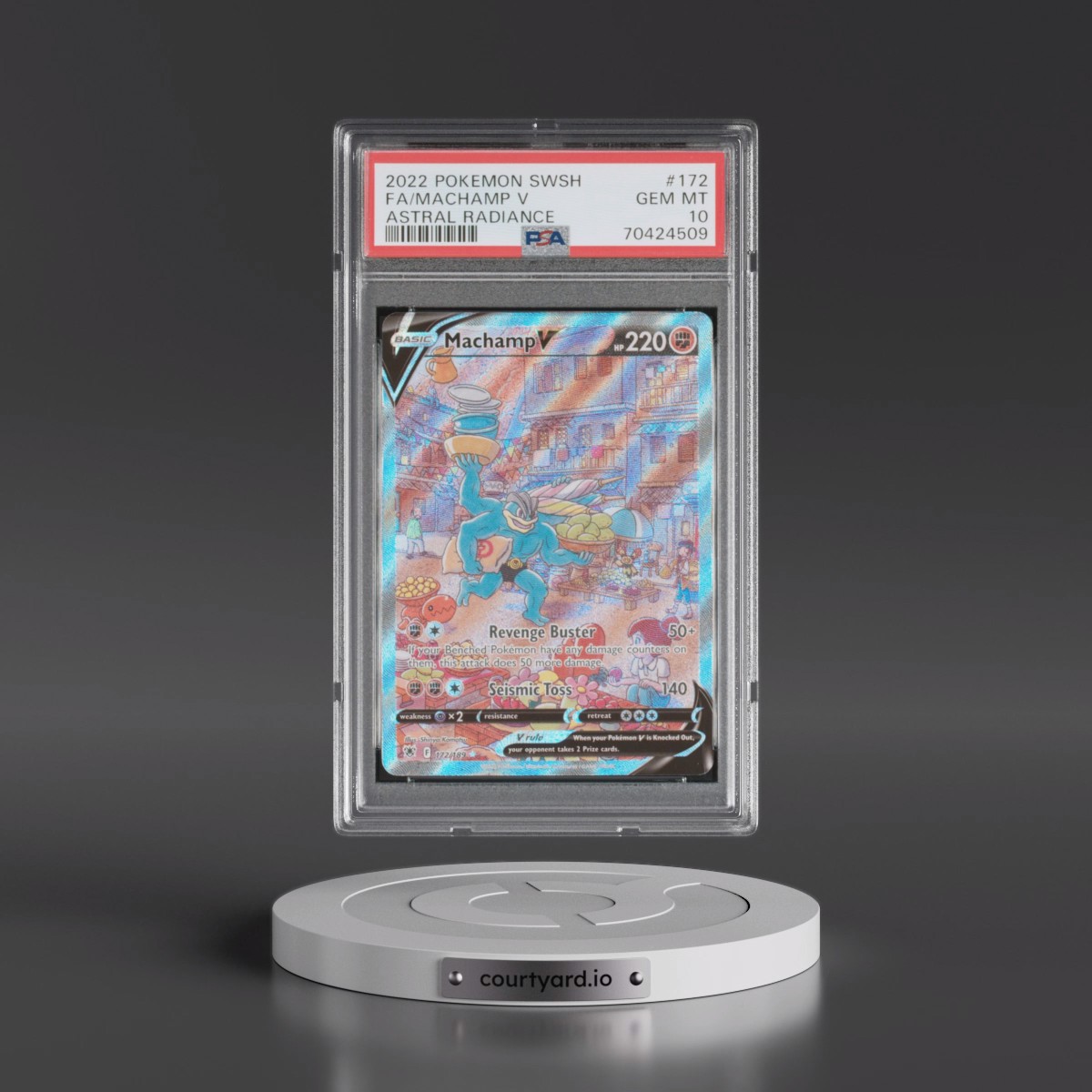 2022 Pokémon Sword & Shield Astral Radiance #172 Machamp V - Holo Full Art (PSA 10 GEM MINT)