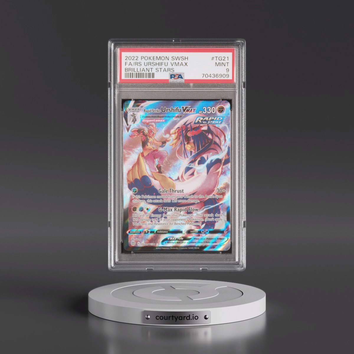 2022 Pokémon Sword & Shield Brilliant Stars #TG21 Rapid Strike Urshifu Vmax - Full Art (PSA 9 MINT)