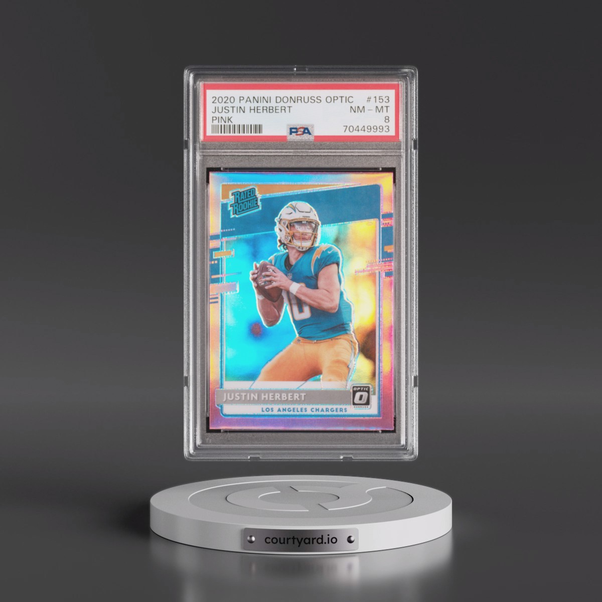 2020 Panini Donruss Optic #153 Justin Herbert - Pink (PSA 8 NM-MT)