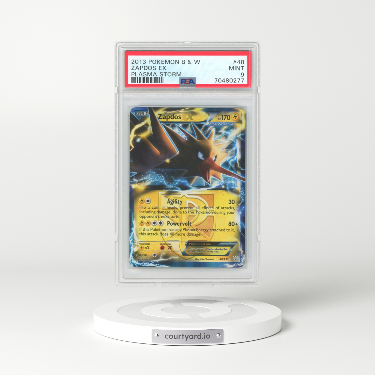 2013 Pokémon Black & White Plasma Storm #48 Zapdos EX - Holo (PSA 9 MINT)