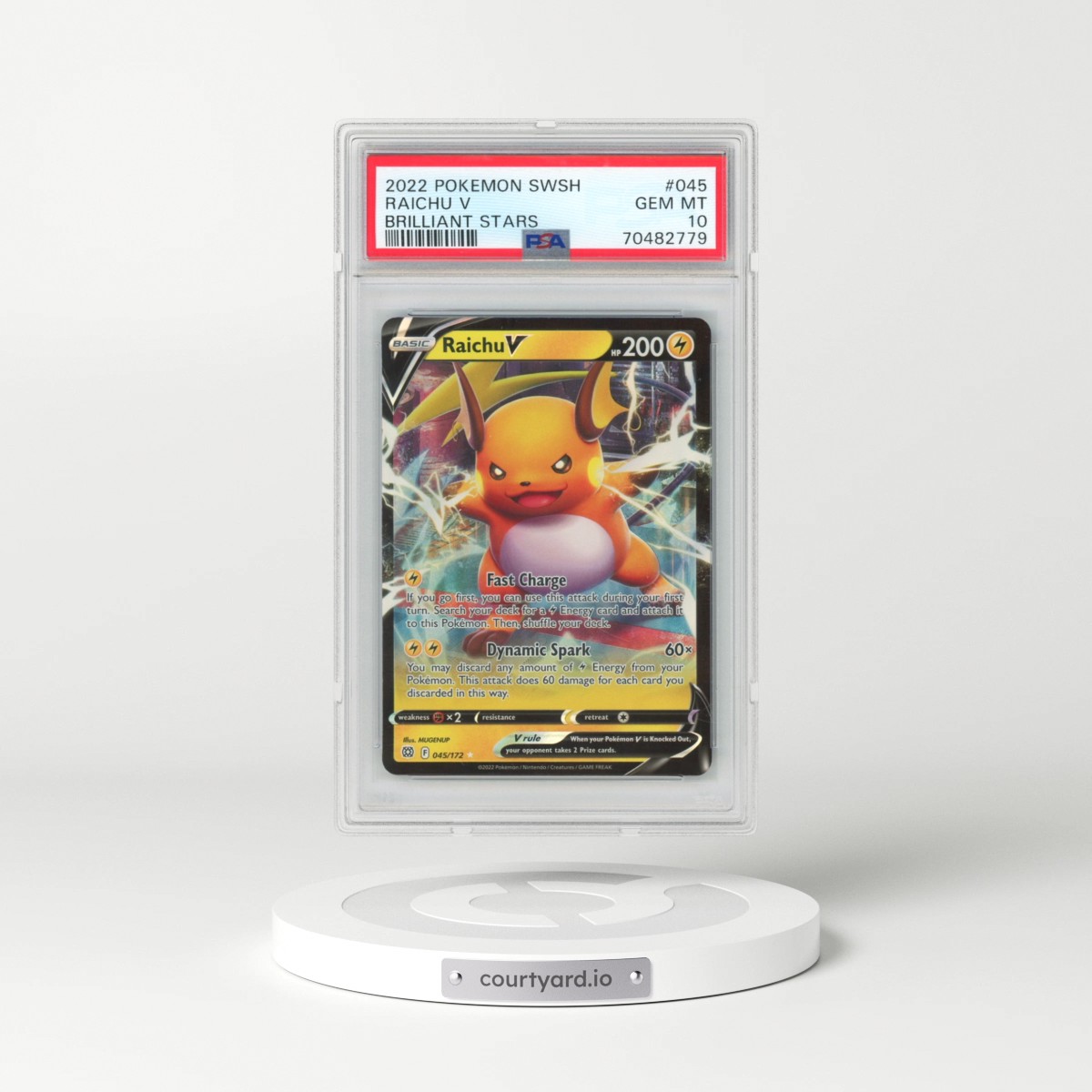 2022 Pokémon Sword & Shield Brilliant Stars #045 Raichu V - Holo (PSA 10 GEM MINT)
