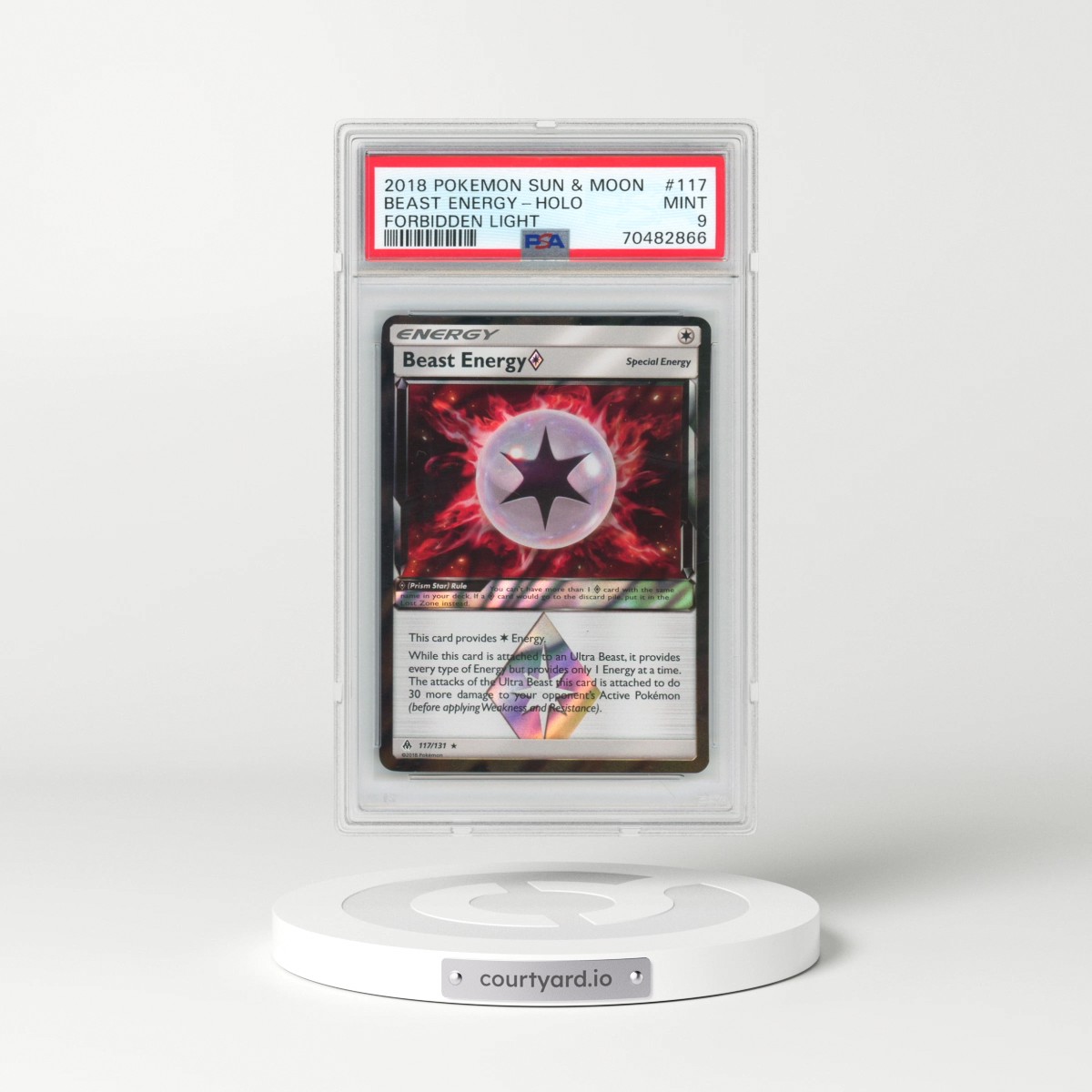 2018 Pokémon Sun & Moon Forbidden Light #117 Beast Energy - Holo (PSA 9 MINT)