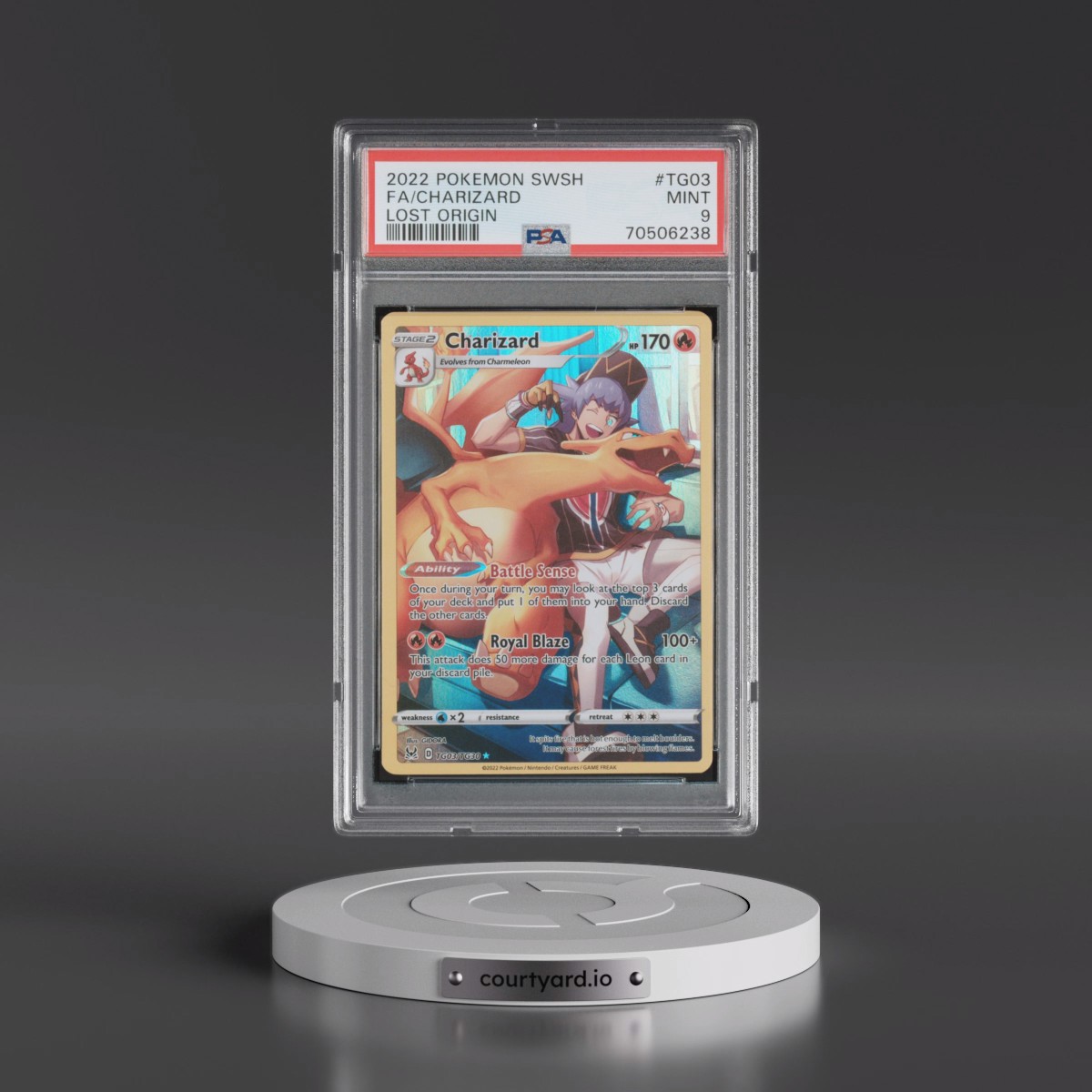 2022 Pokémon Sword & Shield Lost Origin #TG03 Charizard - Full Art (PSA 9 MINT)