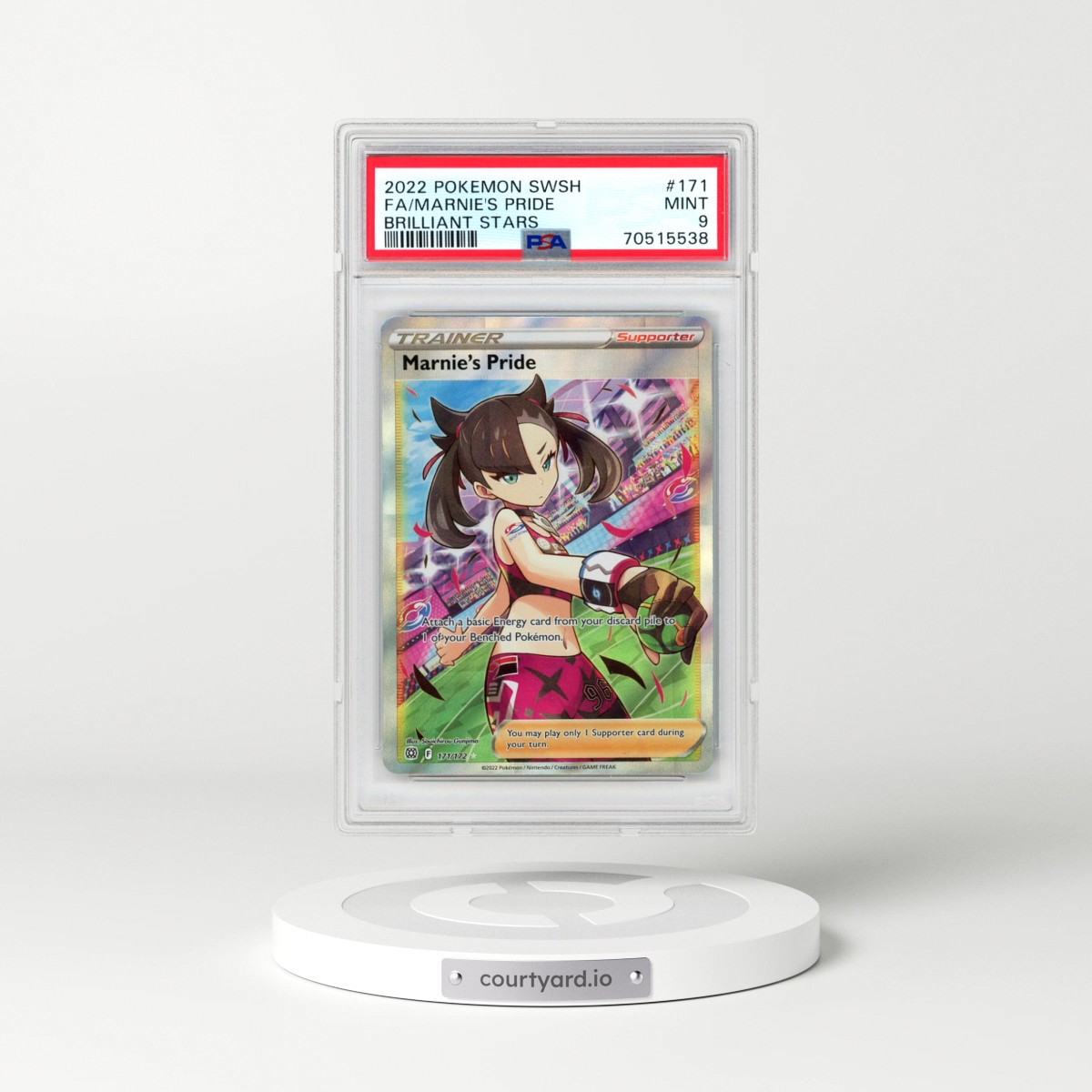2022 Pokémon Sword & Shield Brilliant Stars #171 Marnie's Pride - Full Art (PSA 9 MINT)