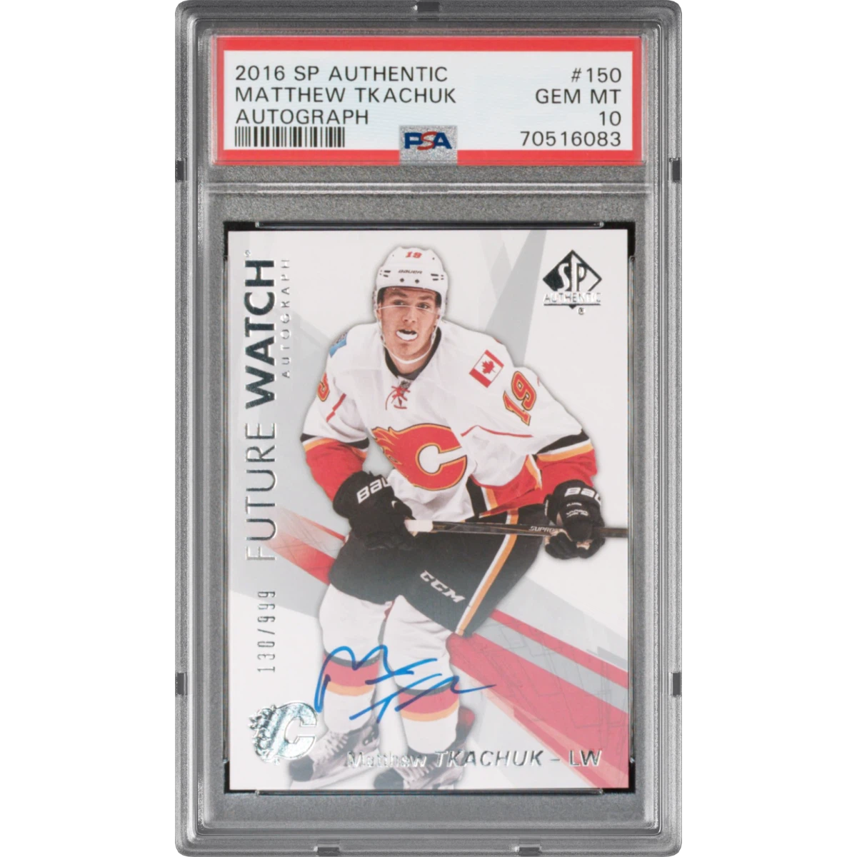 2016 SP Authentic #150 Matthew Tkachuk - Autograph, PSA 10