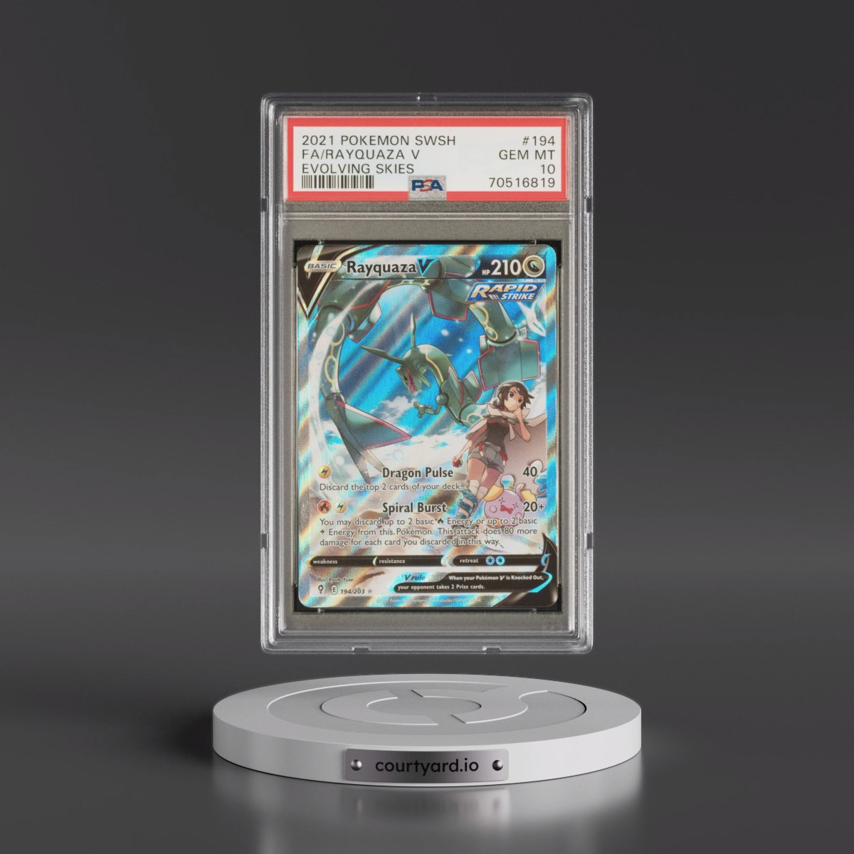 2021 Pokémon Sword & Shield Evolving Skies #194 Rayquaza V - Holo Full Art (PSA 10 GEM MINT)