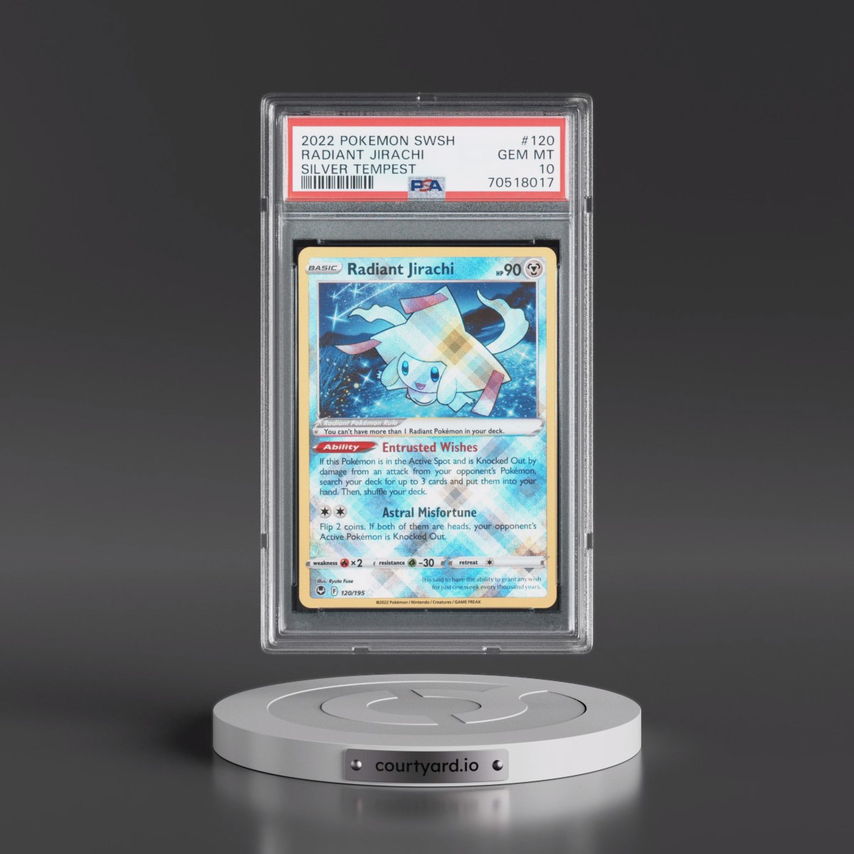 2022 Pokémon Sword & Shield Silver Tempest #120 Radiant Jirachi - Holo (PSA 10 GEM MINT)