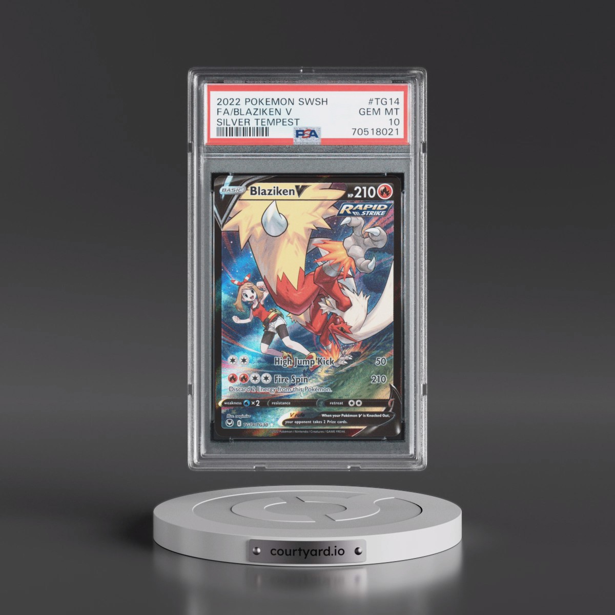 2022 Pokémon Sword & Shield Silver Tempest #TG14 Blaziken V - Holo Full Art (PSA 10 GEM MINT)