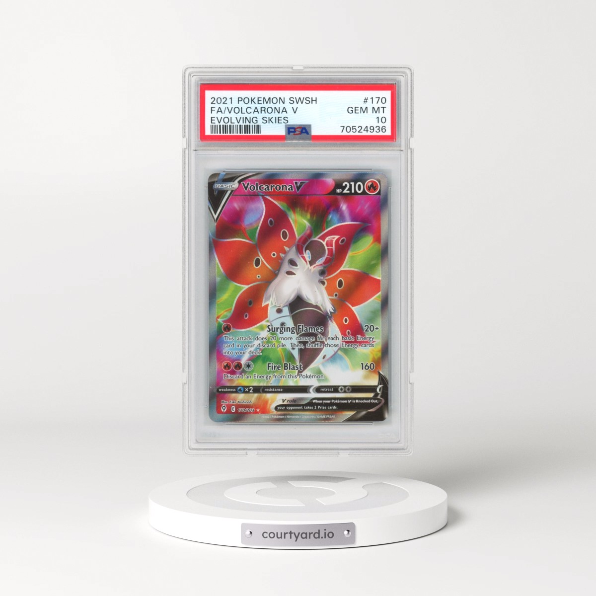 2021 Pokémon Sword & Shield Evolving Skies #170 Volcarona V - Holo Full Art (PSA 10 GEM MINT)