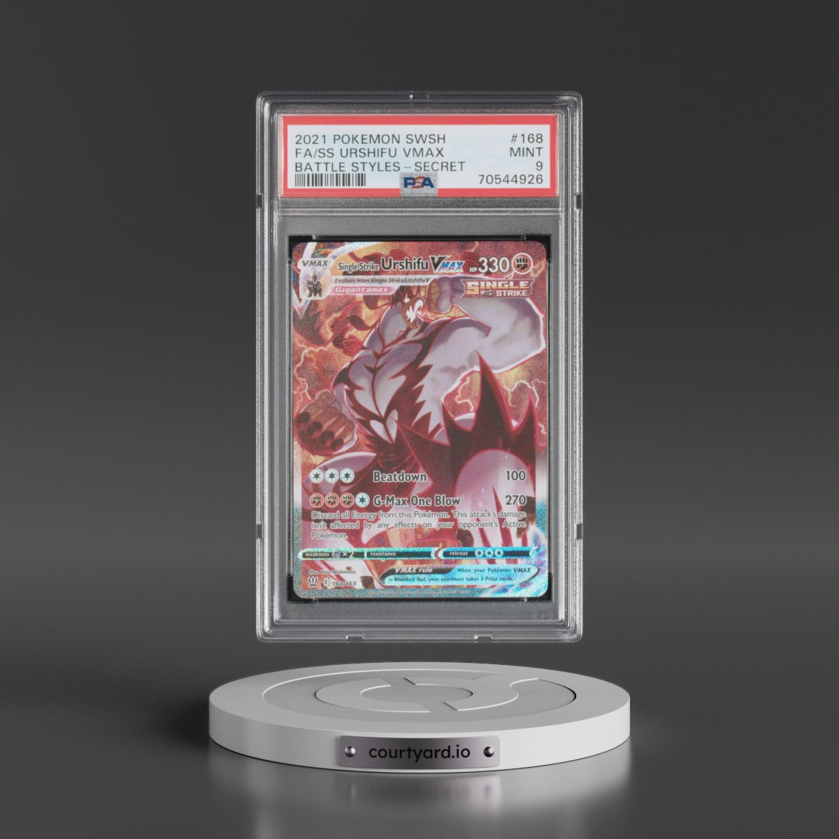2021 Pokémon Sword & Shield Battle Styles #168 Single Strike Urshifu Vmax - Full Art Secret (PSA 9 MINT)