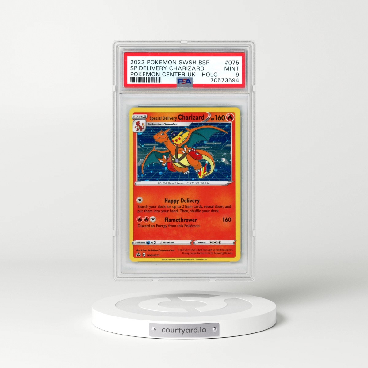 2022 Pokémon Swsh Black Star Promo #075 Special Delivery Charizard - Holo Pokemon Center United Kingdom (PSA 9 MINT)